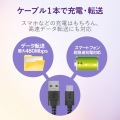 スマートフォン用USBケーブル/USB(A-C)/認証品/高耐久/1.2m/ブラック 写真8