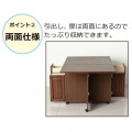 Tバタテーブルワゴン バタフライテーブル キッチンワゴン ダイニングテーブル 折りたたみ キャスター付き ダークブラウン 写真8