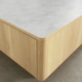 テーブル 白井産業 幅90cm 高さ32cm ホワイト 白 ナチュラルブラウン 石目調 引出付き メラミン天板 収納 リビング 北歐モダン NOR-9075TWH 写真9