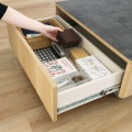 テーブル 白井産業 幅90cm 高さ32cm グレー ナチュラルブラウン 石目調 引出付き メラミン天板 収納 リビング 北歐モダン  写真9