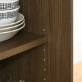 カウンターワゴン レンジ台 白井産業 幅74cm 高さ85cm ダークブラウン スライド棚 キャスター コンセント付 背面化粧有 ベアルモ BRM-8575SLBR 写真9
