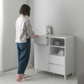 ALAN(アラン)キャビネット(89cm幅) キャビネット リビングボード サイドボード リビング収納 収納棚 幅90cm 韓国 インテリア シンプル おしゃれ 白 ALN90-90C-WH 写真9